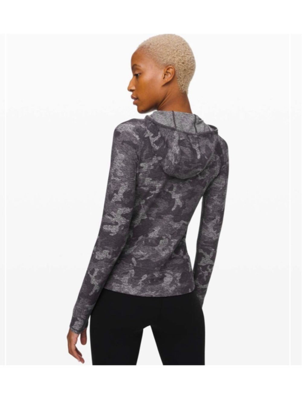 Women's Lululemon Incognito Camo HTR Black On Repeat Rulu Hoodie Size 10